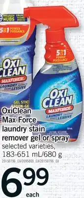 Fortinos OXICLEAN MAX FORCE LAUNDRY STAIN REMOVER GEL OR SPRAY, 183-651 ML/680 G offer