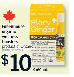 Fortinos GREENHOUSE ORGANIC WELLNESS BOOSTERS, 4X60 ML offer