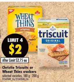 Fortinos CHRISTIE TRISCUITS OR WHEAT THINS CRACKERS, 180 G - 200 G offer