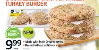Fortinos CARAMELIZED ONION & PARSLEY TURKEY BURGER offer
