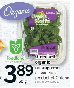 Fortinos GREENBELT ORGANIC ORGANIC MICROGREENS, 50 G offer
