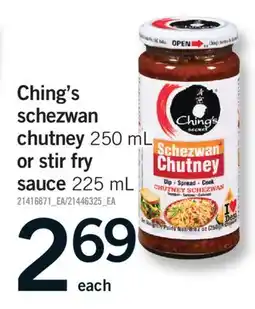 Fortinos CHING'S SCHEZWAN CHUTNEY, 250 ML OR STIR FRY SAUCE, 225 ML offer