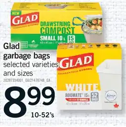 Fortinos GLAD GARBAGE BAGS, 10-52'S offer