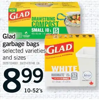 Fortinos GLAD GARBAGE BAGS, 10-52'S offer