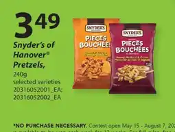 Fortinos SNYDER'S OF HANOVER PRETZELS, 240G offer