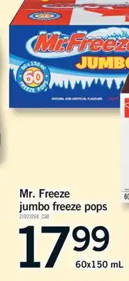 Fortinos MR. FREEZE JUMBO FREEZE POPS, 60x150 mL offer
