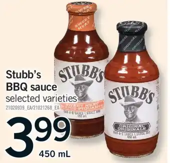 Fortinos STUBB'S BBQ SAUCE, 450 ML offer