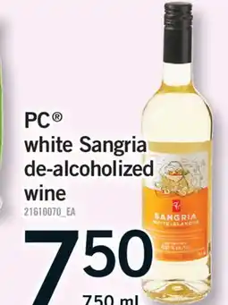 Fortinos PC WHITE SANGRIA DE-ALCOHOLIZED WINE, 750 ML offer