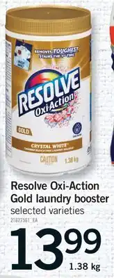 Fortinos RESOLVE OXI-ACTION GOLD LAUNDRY BOOSTER, 1.38 KG offer