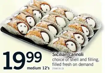 Fortinos SICILIAN CANNOLI, MEDIUM 12'S offer