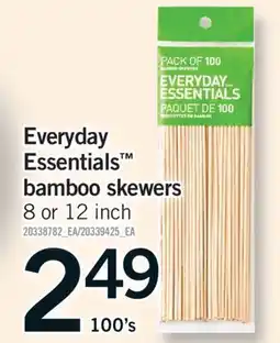 Fortinos EVERYDAY ESSENTIALS BAMBOO SKEWERS, 8 OR 12 INCH, 100'S offer
