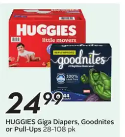 Sobeys HUGGIES Giga Diapers, Goodnites or Pull-Ups offer