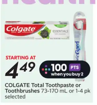 Sobeys COLGATE Total Toothpaste or Toothbrushes offer