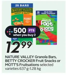 Sobeys NATURE VALLEY Granola Bars, BETTY CROCKER Fruit Snacks or MOTT'S Fruitsations offer
