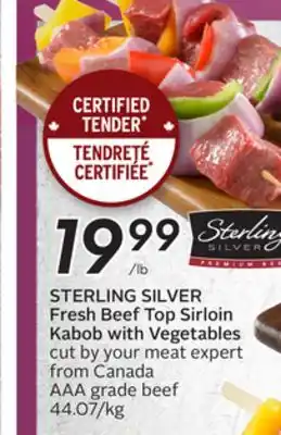 Sobeys STERLING SILVER Fresh Beef Top Sirloin Kabob with Vegetables offer