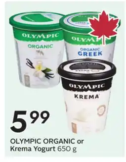 Sobeys OLYMPIC ORGANIC or Krema Yogurt offer