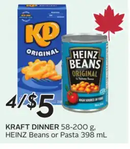 Sobeys KRAFT DINNER 58-200 g, HEINZ Beans Pasta 398 offer