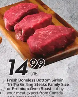 Sobeys Fresh Boneless Bottom Sirloin Tri Tip Grilling Steaks Family Size Oven offer