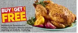 Sobeys Homestyle Seasoned or Honey Sriracha Whole Chicken offer