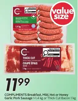 Sobeys Breakfast, Mild, Hot or Honey Garlic Pork Sausage offer
