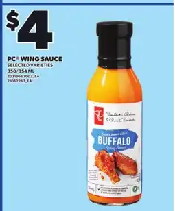 Loblaws PC WING SAUCE, 350/354 ML offer