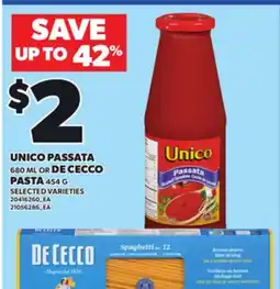 Loblaws UNICO PASSATA 680 ML OR DE CECCO PASTA 454 G offer