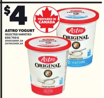 Loblaws ASTRO YOGURT, 650/750 G offer