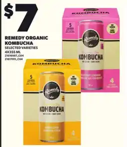 Loblaws REMEDY ORGANIC KOMBUCHA, 4X355 ML offer