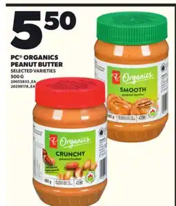 Loblaws PC ORGANICS PEANUT BUTTER, 500 G offer