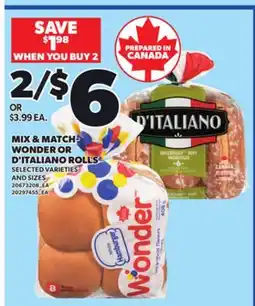 Loblaws MIX & MATCH WONDER OR D'ITALIANO ROLLS offer