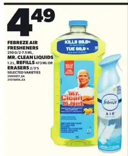 Loblaws FEBREZE AIR FRESHENERS 250 G/2-7.5 ML, MR. CLEAN LIQUIDS 1.2 L, REFILLS 473 ML OR ERASERS, 2/3'S offer