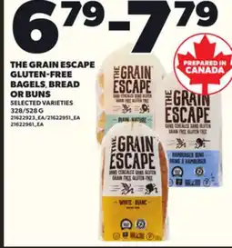 Loblaws THE GRAIN ESCAPE GLUTEN-FREE BAGELS, BREAD OR BUNS, 328/528 G offer