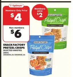 Loblaws SNACK FACTORY PRETZEL CRISPS, 200 G offer