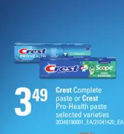 Loblaws CREST COMPLETE PASTE OR CREST PRO-HEALTH PASTE offer