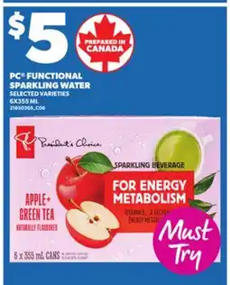 Loblaws PC FUNCTIONAL SPARKLING WATER, 6X355 ML offer
