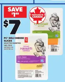Loblaws PC DELI CHEESE SLICES, 140-170 G offer