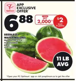 Loblaws SEEDLESS WATERMELONS, 11LB AVERAGE offer
