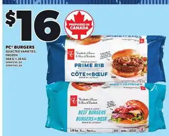 Loblaws PC BURGERS 568G-1.36KG offer