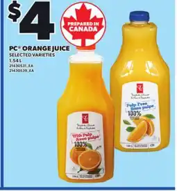 Loblaws PC ORANGE JUICE 1.54L offer