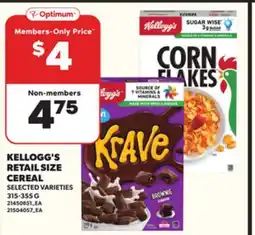 Loblaws KELLOGG'S RETAIL SIZE CEREAL, 315-355 G offer