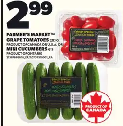 Loblaws FARMER'S MARKET GRAPE TOMATOES, 283 G OR MINI CUCUMBERS 6'S offer