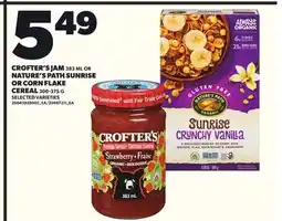 Loblaws CROFTER'S JAM 383 ML OR NATURE'S PATH SUNRISE OR CORN FLAKE 300-375G offer