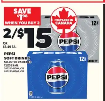 Loblaws PEPSI SOFT DRINKS, 12X355 ML offer
