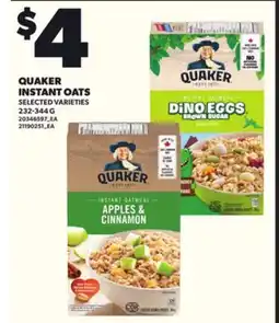 Loblaws QUAKER INSTANT OATS, 232-344 G offer