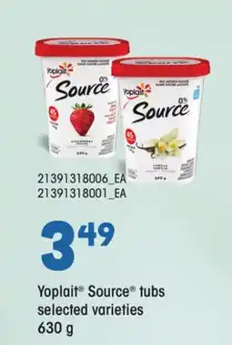 Loblaws YOPLAIT SOURCE TUBS, 630G offer