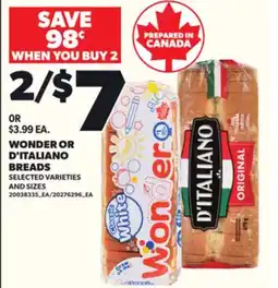 Loblaws WONDER OR D'ITALIANO BREADS offer