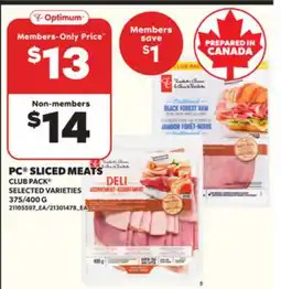 Loblaws PC SLICED MEATS, 375/400 G offer