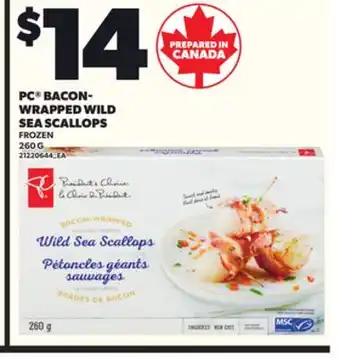 Loblaws PC BACON- WRAPPED WILD SEA SCALLOPS, 260 G offer