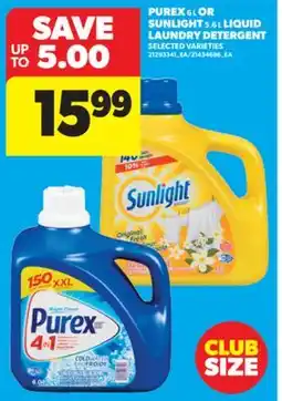 Real Canadian Superstore PUREX 6 L OR SUNLIGHT 5.6 L LIQUID LAUNDRY DETERGENT offer