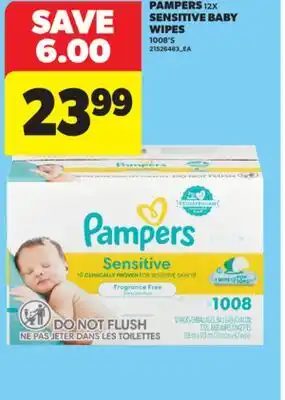 Real Canadian Superstore PAMPERS 12X SENSITIVE BABY WIPES, 1008' S offer